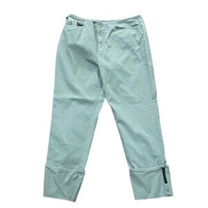 RALPH Ralph Lauren VTG 90s Khaki Green Cotton Chino Pants Womens 12 Wide Cuff